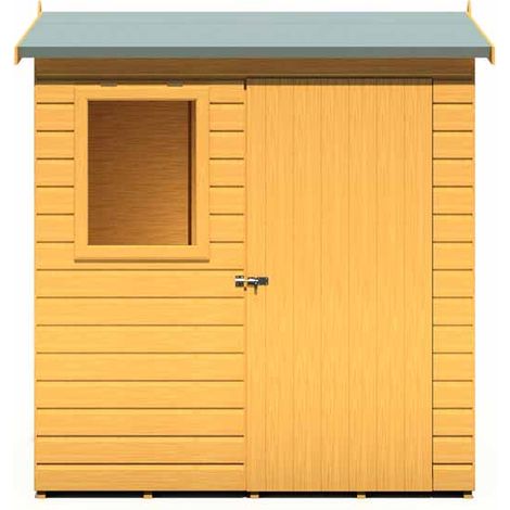 Lewis 6 x 4 Feet Single Door Reverse Apex Style C Shed - L136.1 x W191.4 x H204.3 cm