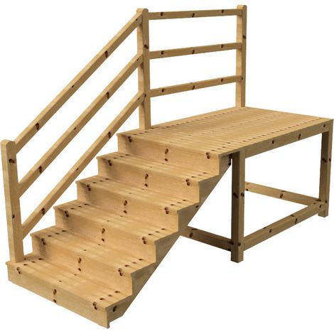 MILANO Außentreppe 6 geschlossene Stufen H105 cm - Podest L189 x B120 cm - Treppengeländer links - Podestgeländer links
