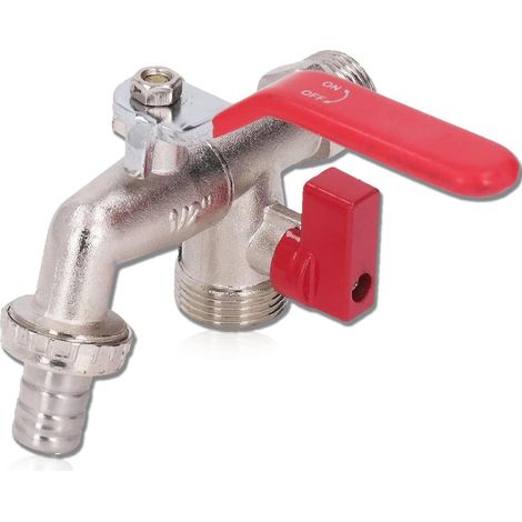 Gartenschlauch-Wasserhahn, Doppelventil-Außenarmatur 1/2" und 3/4", robuster Garten- und Terrassenhahn, 2er-Pack (1/5)