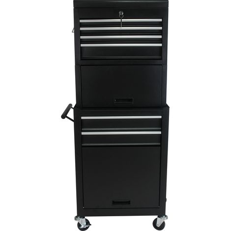 Mueble de herramientas con ruedas 60x33x110 cm en acero negro, 6 cajones con cierre – MEUBLIV (1/5)