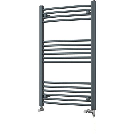 Zennor - Anthracite Dual Fuel Towel Rail H1000mm x W600mm Standard - Curved (1/3)