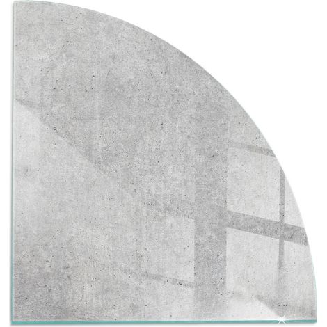 Plaque en verre Cheminée Protecteur de Sol Sous la Cheminée Verre Trempé Protection Thermique Texture béton brut 1/4 100x100 cm (1/5)