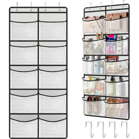 organizador colgante para puerta con 10 bolsillos de malla y 4 ganchos Organizador de armario para guardar ropa, guardarropa, habitación infantil, baño, cocina (1/5)