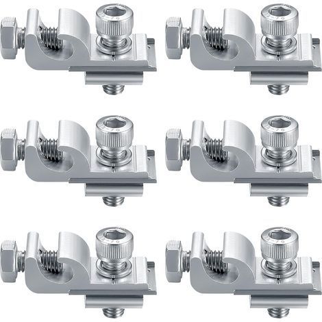 6 Pièces Clips de Mise à Terre de Panneau Solaire Standard, Kit de Fixation pour Système de Montage Solaire, Pinces de Support de Montage Cosses de Mise à Terre de Fixations de Panneau Solaire (1/5)
