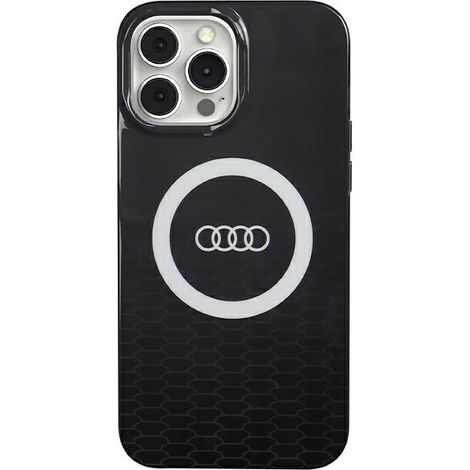 Audi IML MagSafe Hülle mit großem Logo für iPhone 13 Pro / 13 6.1, schwarz/schwarzes Hartschalenetui AU-IMLMIP13P-Q5/D2-BK (1/5)