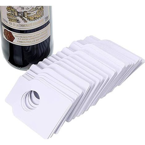 Lot de 100 étiquettes en papier kraft pour bouteille de vin, porte-bouteilles, porte-bouteilles, champagne, boissons, blanc (1/5)