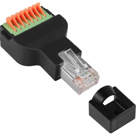 Adaptateur RJ45 mâle sans soudure à connexion rapide RJ45 mâle vers terminal à sertir 8 broches Connecteur réseau RJ45 à sertir à ressort, pour installation rapide sur le terrain de câble de (1/5)