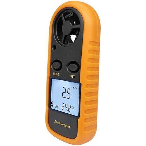 Anémomètre numérique avec écran LCD, indicateur de mesure de la vitesse du flux d'air, thermomètre rétroéclairé. (1/2)