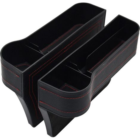 Organisateur De Siege Auto - Cuir Pu - Port Usb Integre - Compartiment Gobelet 7 Cm - Pour Espace Entre Siege Et Console 1,5 Cm - Lot De 2 (1/5)