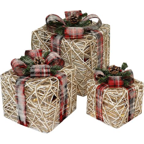 3 dekorative Weihnachtsbaum-Geschenkboxen aus Metall für die Dekoration von Veranda und Kamin (1/2)
