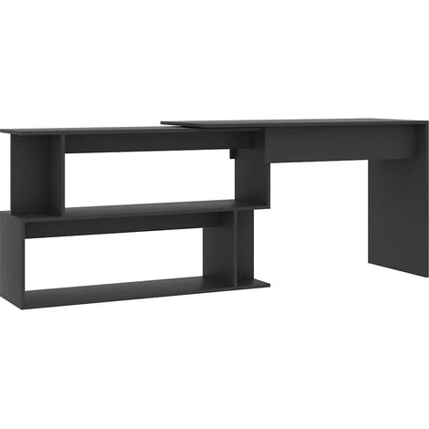 Maison Exclusive - Rohový psací stůl šedý 200 x 50 x 76 cm dřevotříska (1/5)