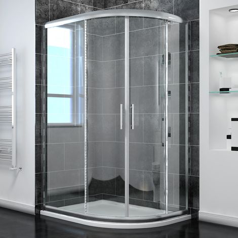 ELEGANT Quadrant Shower Enclosure 6mm Tempered Sliding Glass Cubicle Door 1000 x 800 mm with Tray, Right