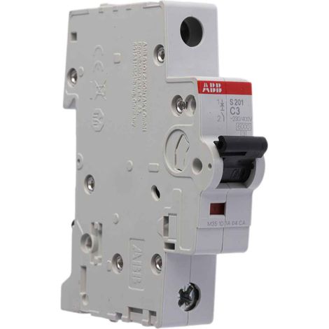 Disjoncteur 3A 1P courbe C 10kA raccordement à vis (1Module) S201 ABB 352131 (1/2)