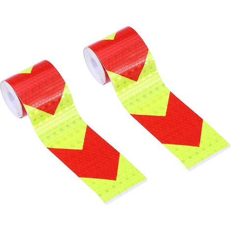 bandes de signalisation réfléchissantes en treillis, autocollant de carrosserie, ruban de signalisation fluorescent avec flèche de sécurité et de visibilité nocturne (flèche jaune et rouge fluorescent (1/4)