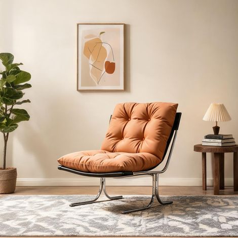 Fauteuil coloris marron en chrome 72,2 x 84,1 x 84,6 cm (1/5)