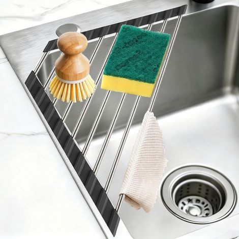 Égouttoir à Vaisselle Triangulaire – Pliable Égouttoir à Vaisselle Egouttoir Angle Evier Acier Inoxydable, pour Coins d'évier, Égouttoir de Cuisine Multifonction pour économiser de (1/5)