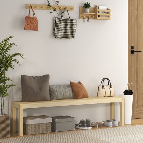 Chaise banc 3 places bois pin robuste 330 kg style campagne pour cuisine salle à manger ou jardin design naturel et fonctionnel (1/5)