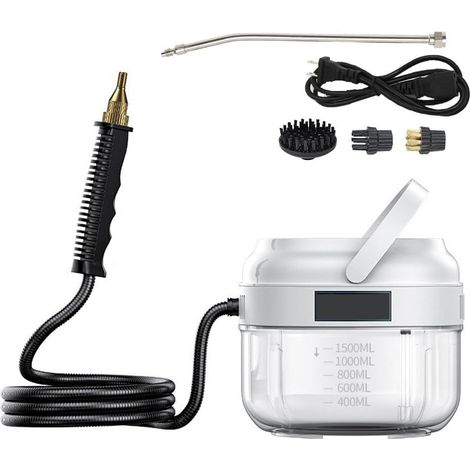 Nettoyeur Vapeur Portatif, 1800W Steam Cleaner pour La Maison 1700ML Réservoir d'eau pour Fenêtres Cuisine Sol 105℃/221℉- - Blanc (1/4)