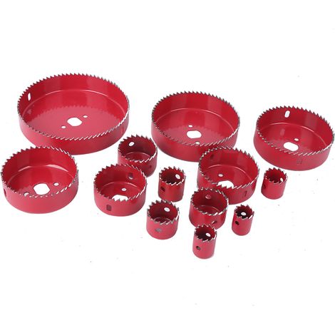 Kit 16 Scies Cloches Acier Rouge pour Bois Tuyau PVC Planche Plastique Outil Menuiserie (1/5)