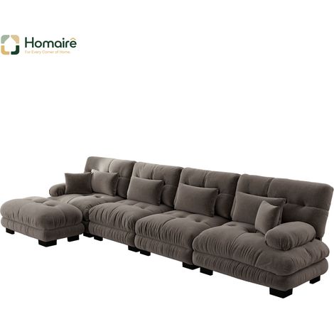 Canapé modulable en chenille marron avec accoudoirs 406 x 145 x 81 cm HOMAIRE (1/5)
