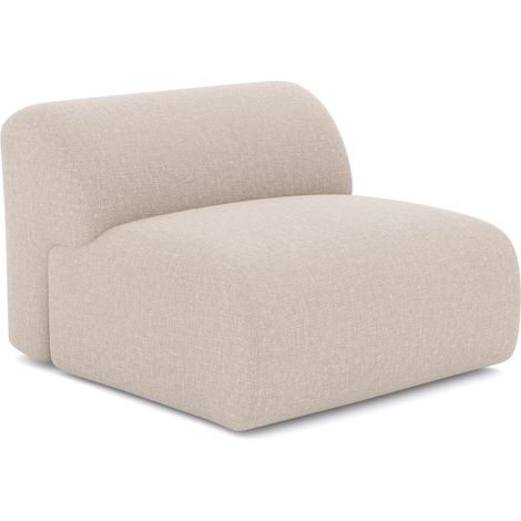 Fauteuil sans accoudoirs en tissu tramé beige MYRA (1/5)