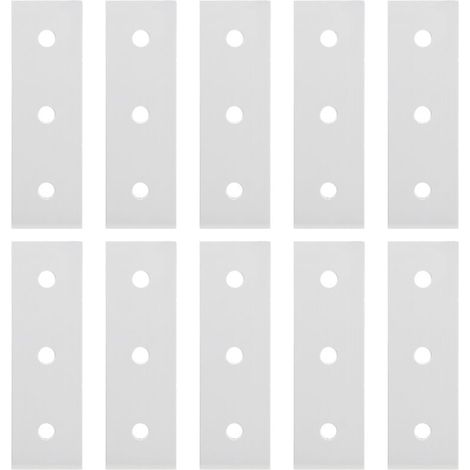 Lot de 10 plaques de jonction plates en aluminium, droites et à 3 trous, 30 x 30 mm. (1/5)