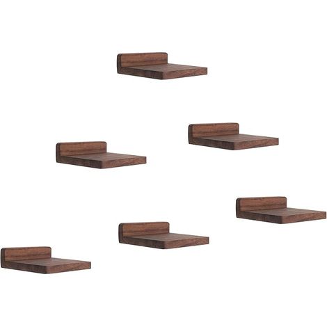 étagères flottantes carrées en Bois, Style Compact, pour Petits Objets, décoration Murale à Suspendre pour Chambre à Coucher, Salon, 12,7 x 10 x 4 cm (Noyer) (1/5)