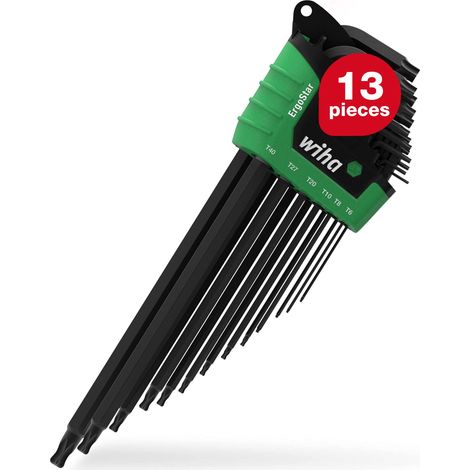 Wiha L-key set 13 pcs. in ErgoStar holder TORX I T5-T45 I Ball end I Black oxidized I Allen key set I Torx wrench set (43847) (1/5)