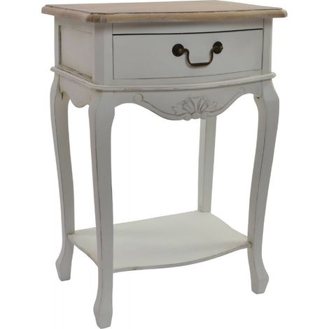 Table de chevet bois blanc finition élégante - Blanc naturel (1/5)