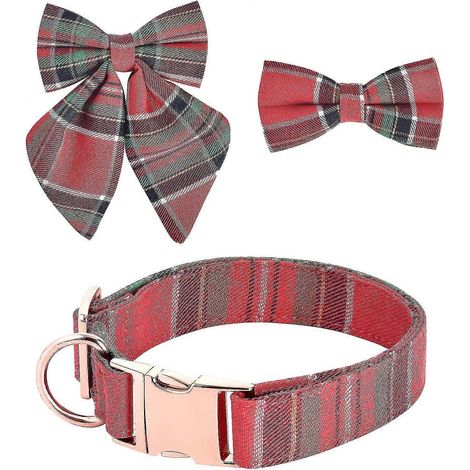Collier pour chiot avec nœud papillon et fleur. Collier pour chienne, convient aux chiens de grande, moyenne et petite taille. Confortable et ajustable. (1/5)