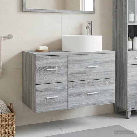 Beyamis Ensemble de meubles de salle de bain 2 pièces, gris (1/5)
