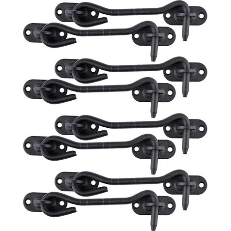 Crochet de Cabine en Acier Inoxydable 150 mm Loquet de Porte Serrures de Portes pour Portes de Grange Coulissante Armoire Fenêtre Abri Jardin Clôture Noir Paquet de 2 Pièces