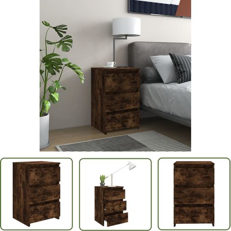 The Living Store Nachttisch Räuchereiche 40x35x62,5 cm Holzwerkstoff - Nachttisch - Wohnzimmer - Schlafzimmerschreibtisch - Holzwerkstoff - Rauchereiche (1/5)