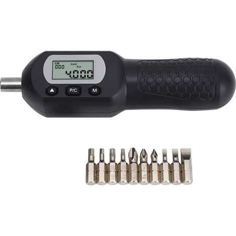 Tournevis à torsion numérique, entraînement 1/4 po, couple réglable de 0,2 à 2 Nm, écran LCD rétroéclairé, tournevis à torsion préréglé avec 10 embouts (1/5)