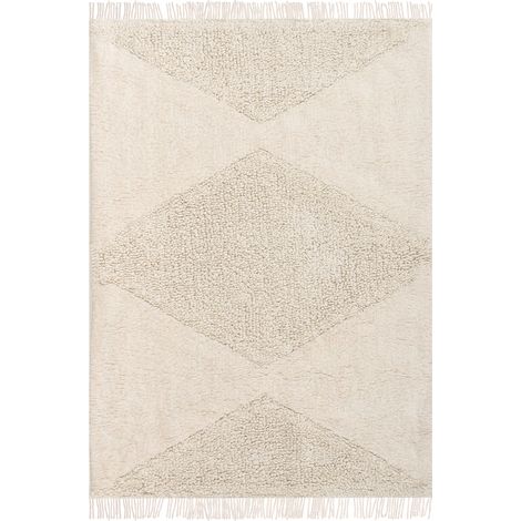 Area Rug Beige Cotton 160 x 230 cm Decorative Boho Style Living Room Kids KHONOMA (1/5)