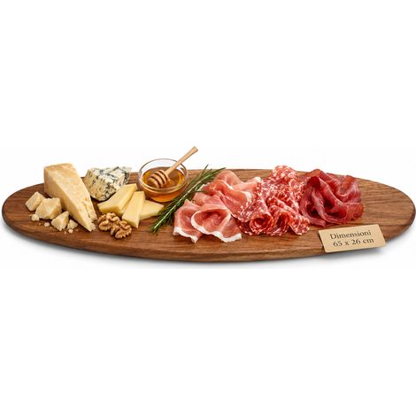 Vassoio Tagliere Ovale in Legno Portata per Aperitivi 65x26cm Accessori Tavola