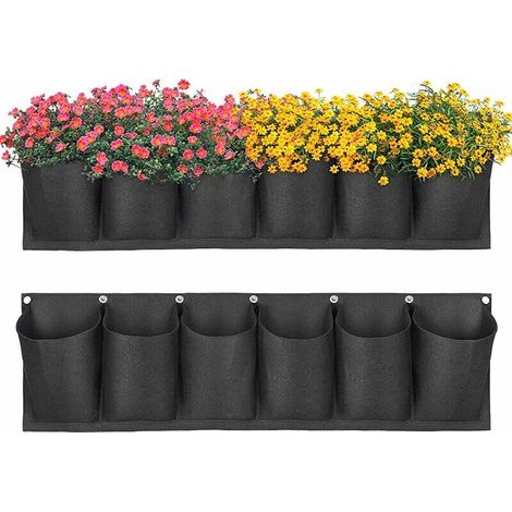 6 Poches suspendues jardinière Murale Mise à Niveau étanche Couche Jardin Sac de Plantation élargi et approfondi Poches pour Balcon Jardin Cour Bureau décoration de la Maison (1/5)