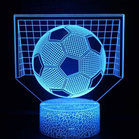 Cadeau Foot Garcon, Veilleuse Enfant 3D LED Football Lampe de Chevet Enfant, Decoration 16 télécommandes