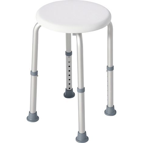 Tabouret de Douche réglable en Hauteur siège de Douche Ergonomique Pieds antidérapants Charge Max. 136 Kg alu HDPE Blanc