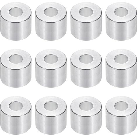Rondelles en Aluminium M6, 12pcs Entretoise Métallique à Vis Ronde, Rondelle Plate pour Vis Tige Écrous Boulons, Bague d'Écartement en Métal 6.2mm ID x 15mm OD x 15mm Hauteur (1/5)