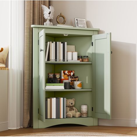 Mobile angolare da bagno 61,5 x 34,5 x 80 cm, 2 ante, MDF verde DESVIAE (1/5)