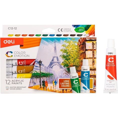 Colori acrilici 12 colori 12ml tubetto