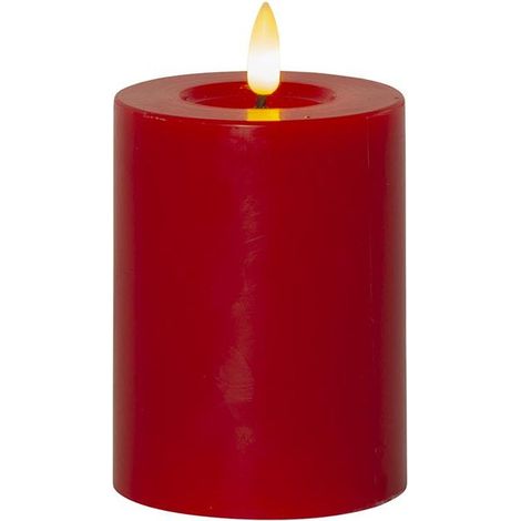 Star Trading Bougie Flamme Flow, cire, rouge, bougie ronde, LED, minuterie, blanc chaud, 12,5 cm (1/4)