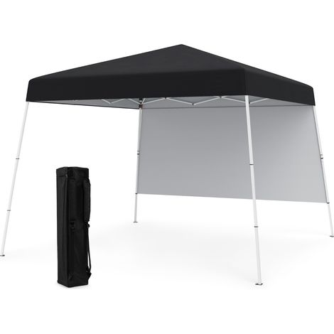 Tenda pop-up con 1 parete laterale e zaino portatile, Riparo per patio esterno pieghevole gazebo per spiaggia Nero (1/3)