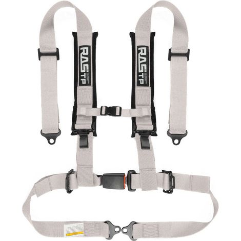 Car modification 2-inch four-point go-kart racing seat belt quick-release seat safety belt set - high strength polyester, four-point - gray (1/4)