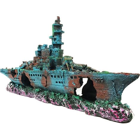 Aquarium Shipwreck Decorations Fish Tank Ornaments - Resin Material Sunken Ship Decorations, Eco-Friendly for Freshwater Saltwater Aquarium Betta Fish Decorations (1/5)