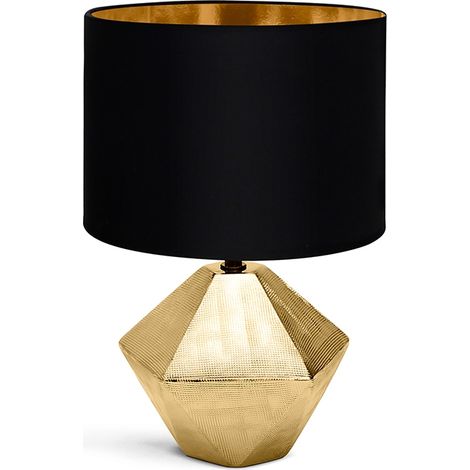 LAMPADA DA TAVOLO SCRIVANIA E14 CERAMICA COMODINO ABATJOUR DESIGN ORO MODERNO 1 (1/4)