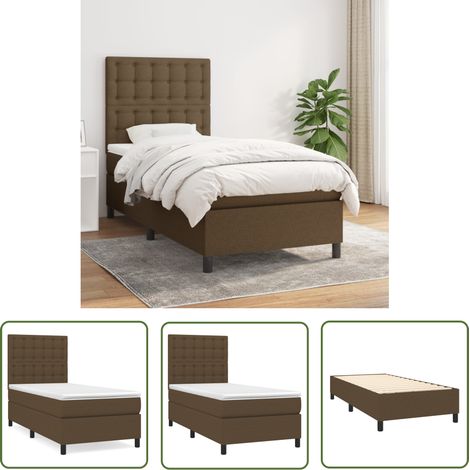 The Living Store Boxspringbett mit Matratze Dunkelbraun 100x200 cm Stoff - Boxspringbett - Doppelbett - Bettenrahmen - Matratze - Schlafräume (1/5)