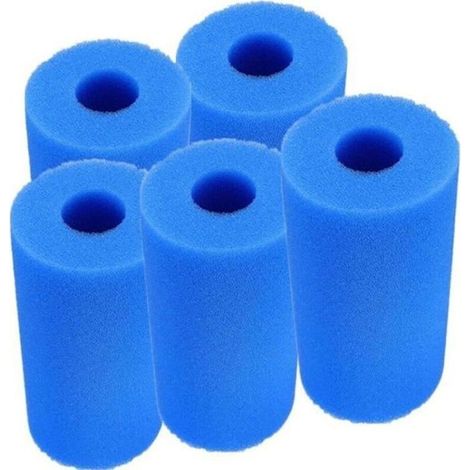 Filtre Lavable pour Piscine Intex Type A - Lot de 5 - Eponge Cartouche Mousse - Bleu (1/4)