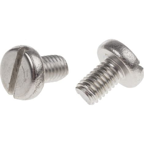 Vis à métaux RS PRO M6 à tête Cylindrique fendue en Acier Inoxydable, 10mm ( Prix pour Sachet de 50 ) (1/2)